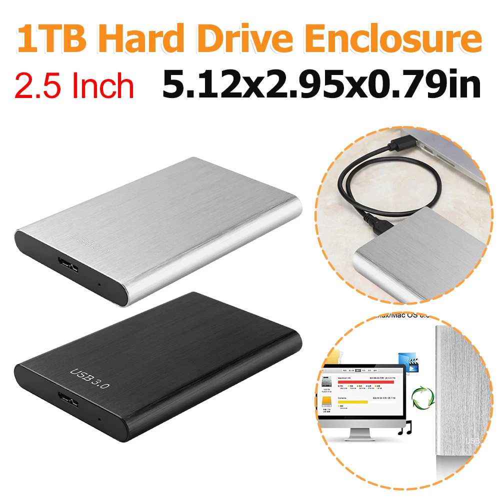 

2,5-дюймовый чехол для жесткого диска USB 3.0, портативный ящик для жесткого диска, внешний жесткий диск для портативного жесткого диска емкостью 1 ТБ