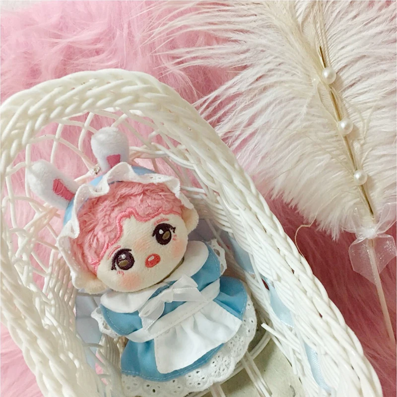 10cm Handmade DIY Stuffed Plush Dolls Maid Dresses Headband Apron Kpop Baby Toy's Accessories for Children Idol Fans Collection