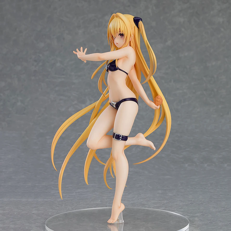 Original Genuine To Love Ru Darkness 18.5cm Konjiki no Yami Golden Darkness Swimsuit PVC Action Figure Model Toys Gifts