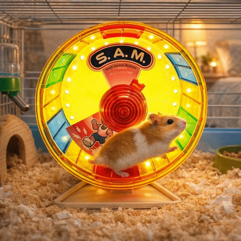 

Super Silent Hamster Exercise Wheel Bite Resistant Stable Base Colorful Running Wheel with Light Pet Jogging Wheel