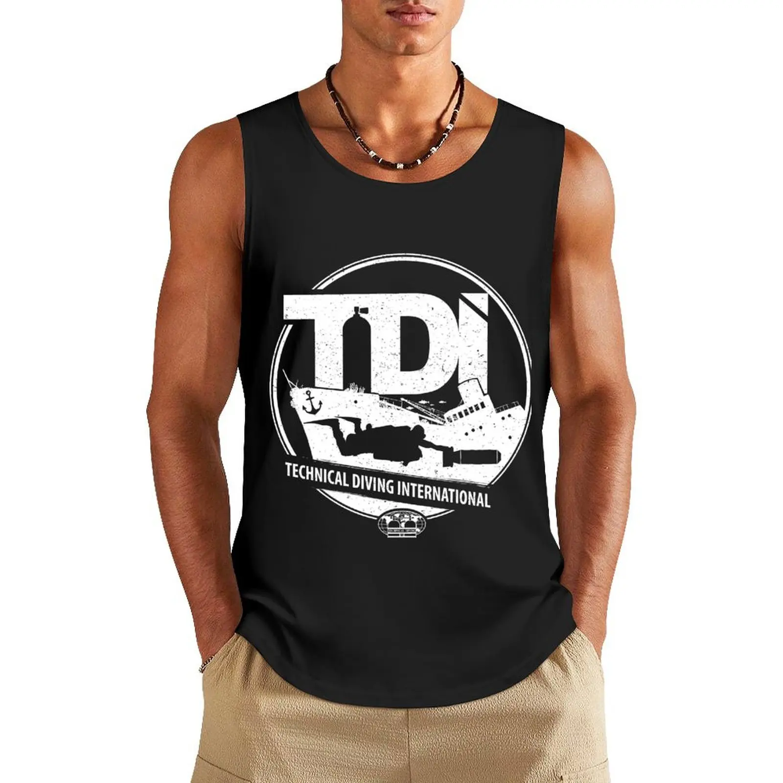 Technical Diving International (TDI) - Wreck Diver with DPV Tank Top Sleeveless men gym clothing men