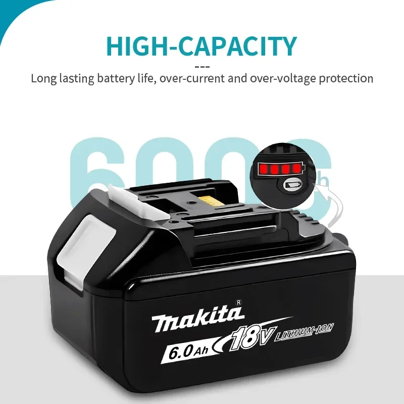 Makita battery, rechargeable 18V6.0Ah lithium battery, Makita 18V BL1840, BL1830, BL1850, BL1850B original Makita tool battery