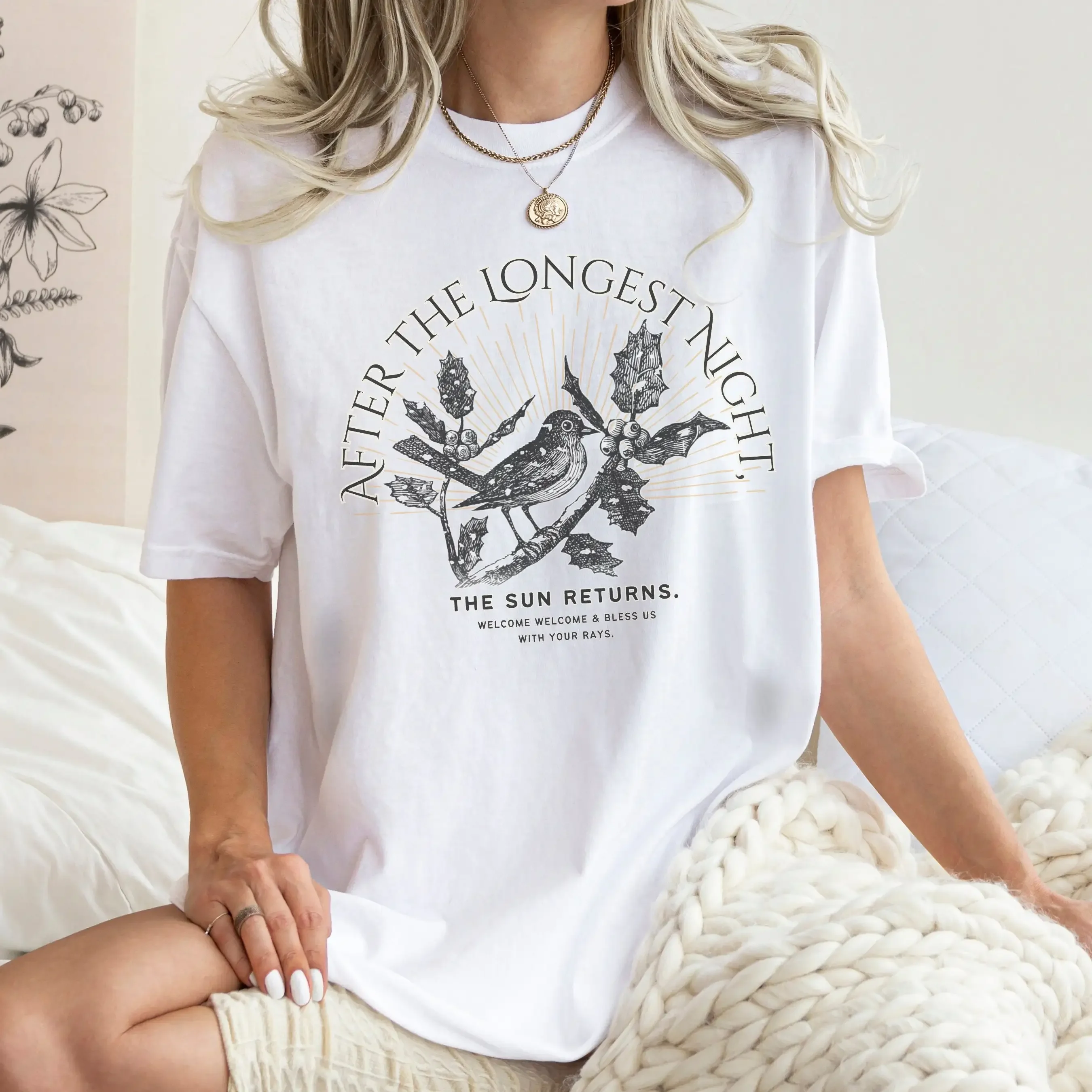 Winter Solstice Yuletide T Shirt  Cottagecore Nature Holiday Sweater for Witch Wiccan Yule Wheel of the Year
