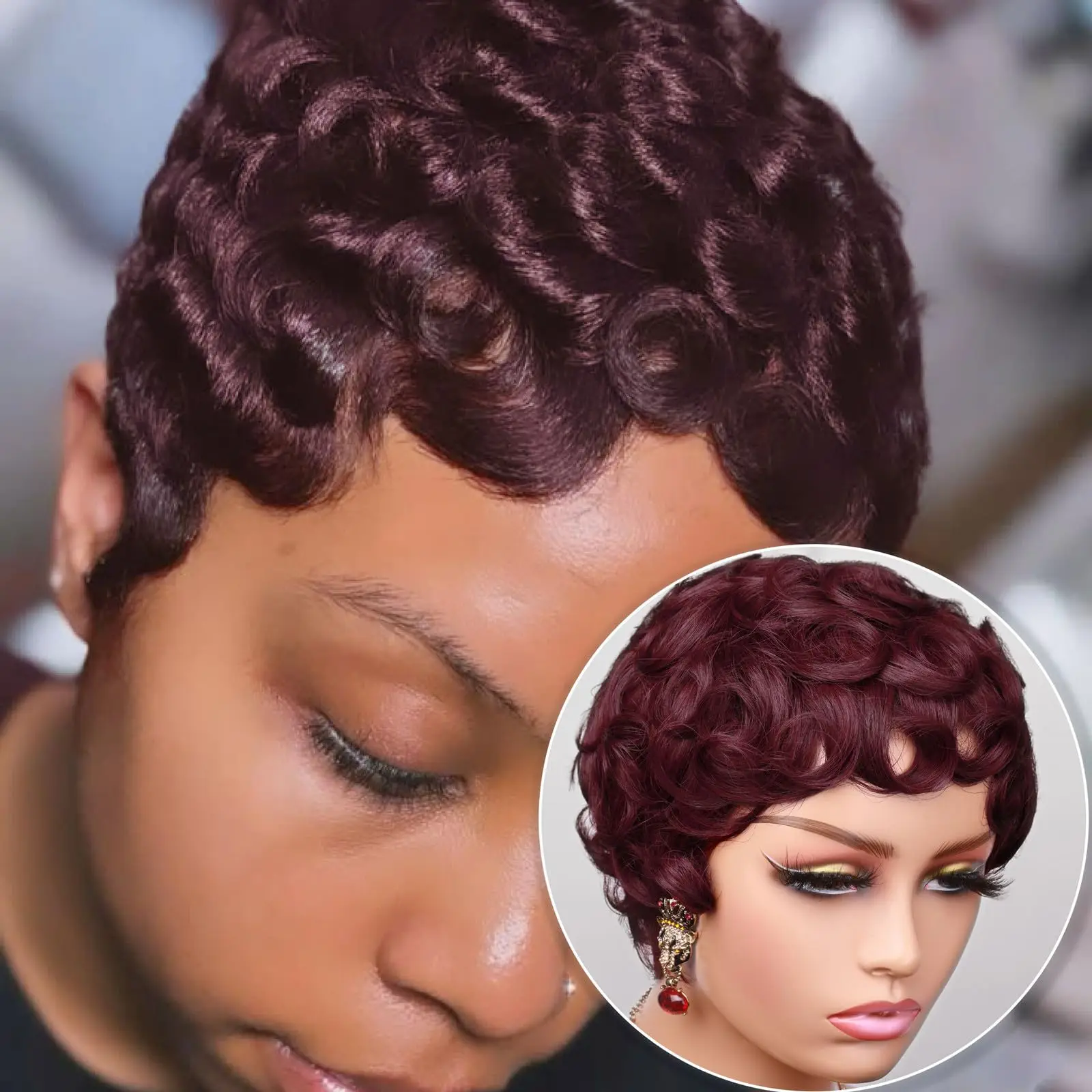 قصيرة مجعد عابث قطع الباروكات شعر الإنسان الباروكات رخيصة للبيع البرازيلي باروكة من شعر طبيعي آلة صنع مجعد عابث الباروكات للنساء #3