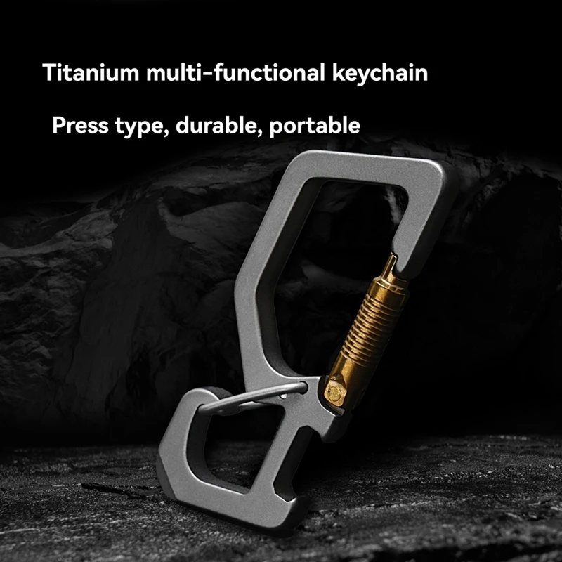 BAAY سلسلة مفاتيح تيتانيوم محمولة مع فتاحة زجاجات في الهواء الطلق، أداة تحرير مشبك حلقة تسلق سريعة EDC