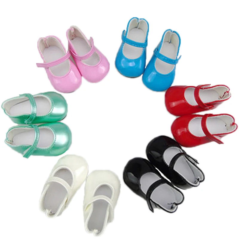 

American newborn shoe Baby toys fit 43 cm baby dolls 18 inch Girls dolls Shoes round toe PU Princess dress shoes