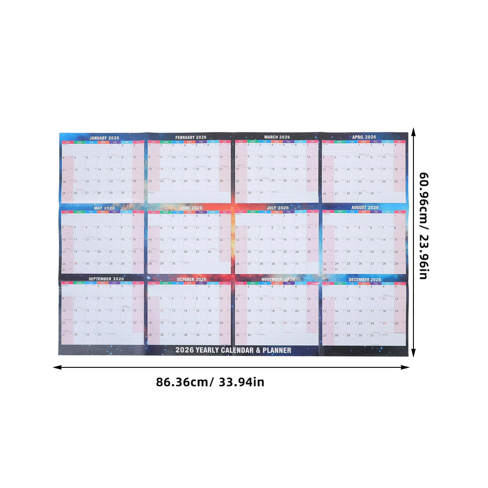 تقويم حائط سنوي لعام 2026، لوح مسح جاف مغلف على الوجهين، منظم للمنزل والمكتب والمدرسة، تقويم السبورة البيضاء #3