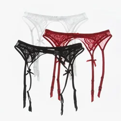 Women's Sexy Lingerie Plus Size Lace Garter Suspenders Transparent Underwear Adjustable Double Breasted Waist Belt for Stockings