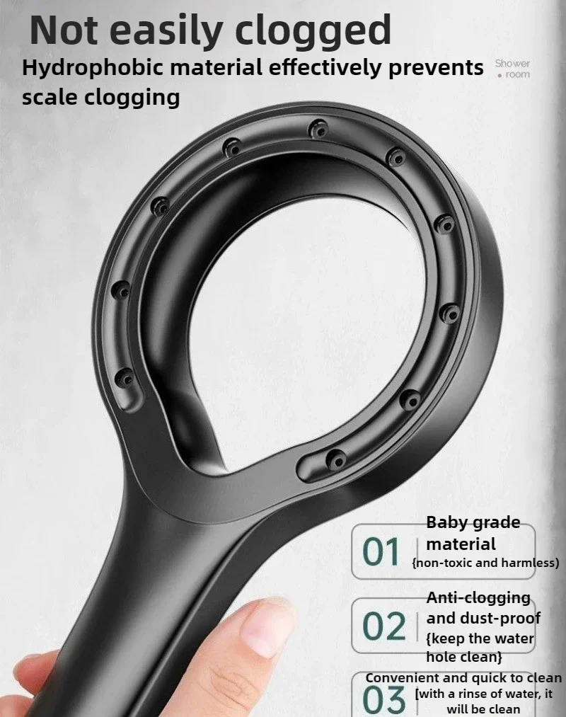 2026 Ring Pressurized Shower Head Yuba Shower Water Heater Bath Household Shower Head Pressurized ABS Material Universal In