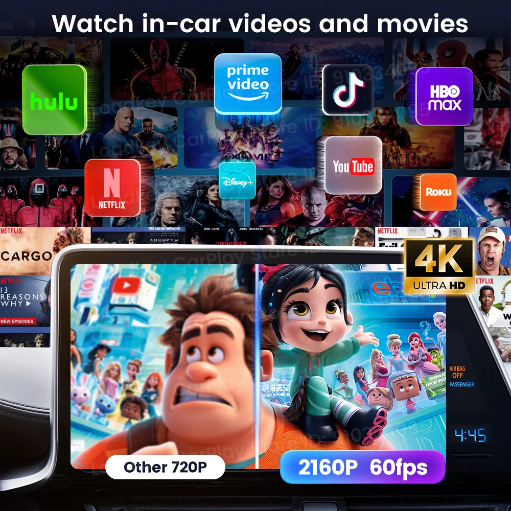 256G Carlinkit Ultra2 Android 15 CarPlay Ai Box محول فيديو تلقائي يعمل بنظام أندرويد يدعم Youtube Netflix TF بطاقة SIM WiFi 6