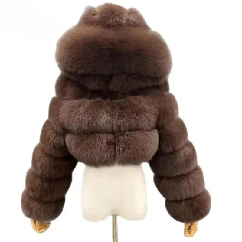 

Укороченные пушистые пальто и куртка из искусственного меха, женские короткие пушистые топы, пальто с капюшоном, зимние куртки из искусственного лисьего меха, женские