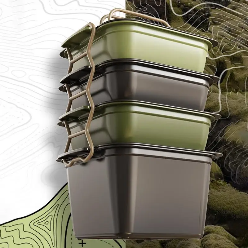 

Portable 4-piece Food Storage Container Set Foldable Outdoor Picnic Food Box Food Grade Microwaveable For Travel Picnic Beach