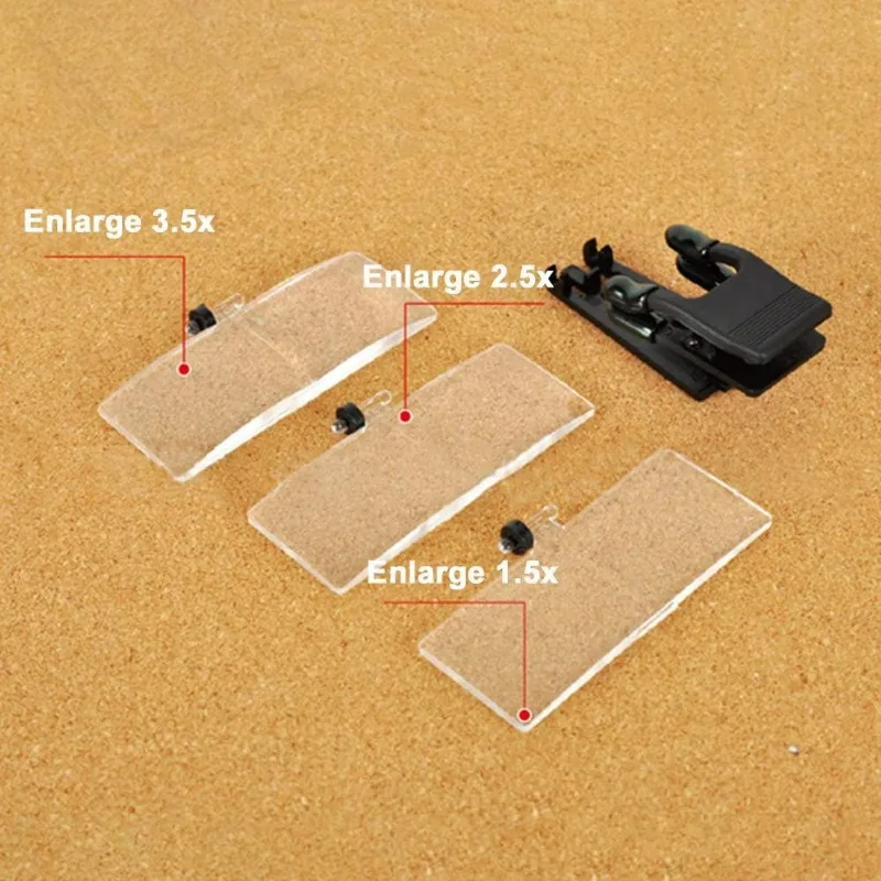 Wooden Horse-Type Surgical Magnifying Glass, Three Sets of Lenses Glasses Style Magnifying Glass with Clip for Reading