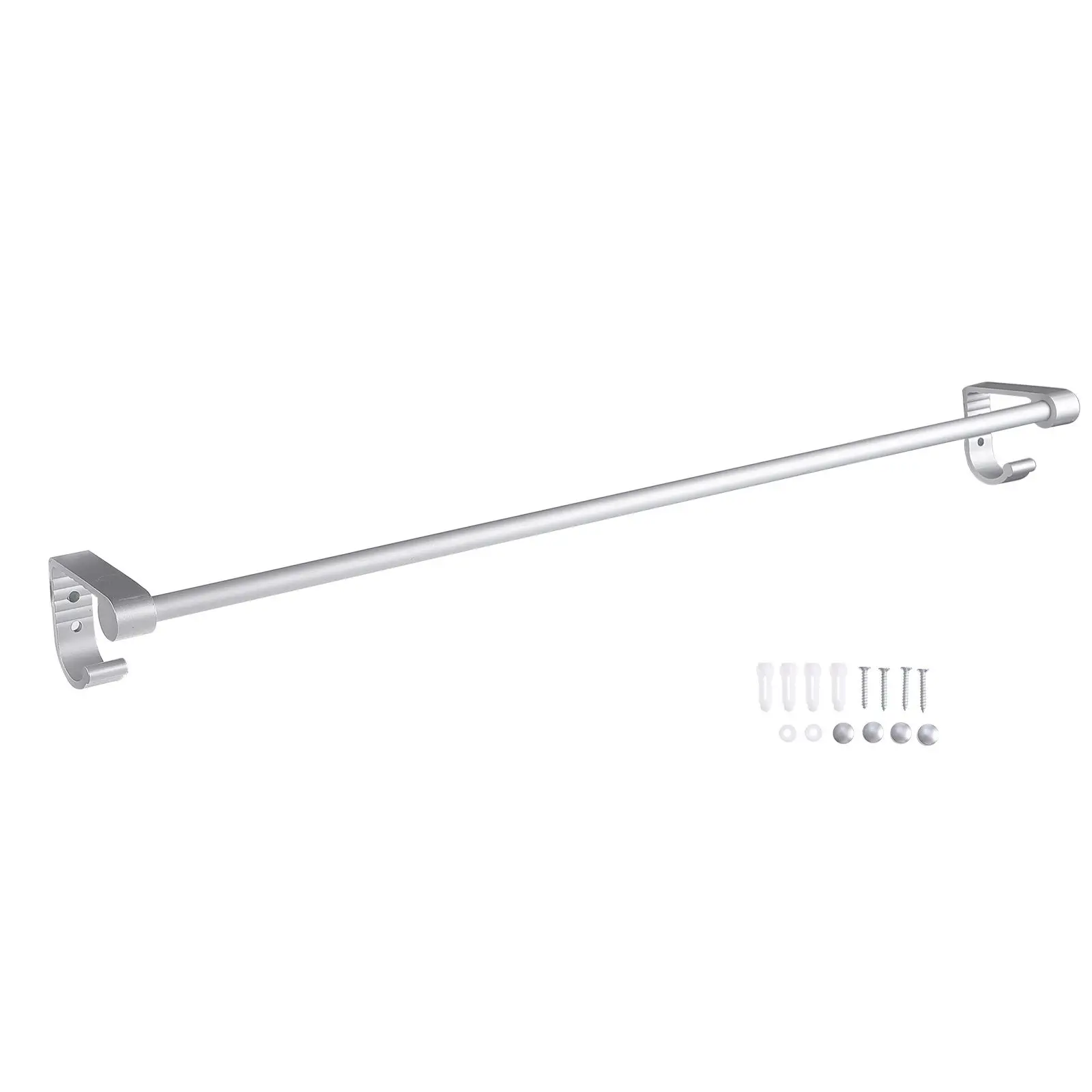 

Premium Space Aluminum Towel Rack Heavy Duty Wall Mounted Single Pole Towel Hanger with Side Hooks for Bathroom Kitchen Lavatory