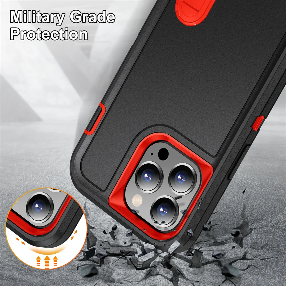 Case For iPhone 15 14 13 12 11 Pro Max XS XR 8 7 Plus Heavy Duty Shockproof Anti-Scratch Rugged Protective with Kickstand Cover