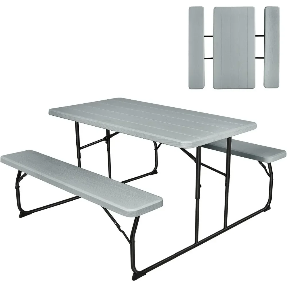 

Picnic Table, 550 LBS Folding Picnic Tables with Benches & Seats, Weather-Resistant Easy Setup Portable Picnic Table