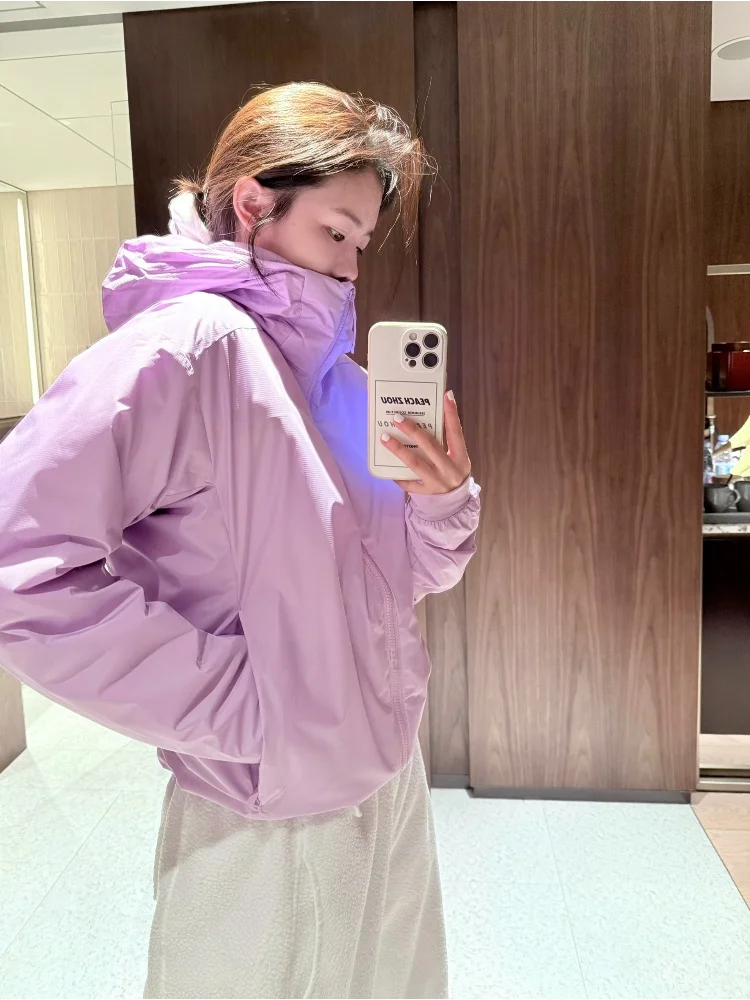 

PEACHZHOU Outdoor Casual Windproof Hooded Zipper Cotton Jaet Loose Fit Inner Coat Polyester Fiber Warmth