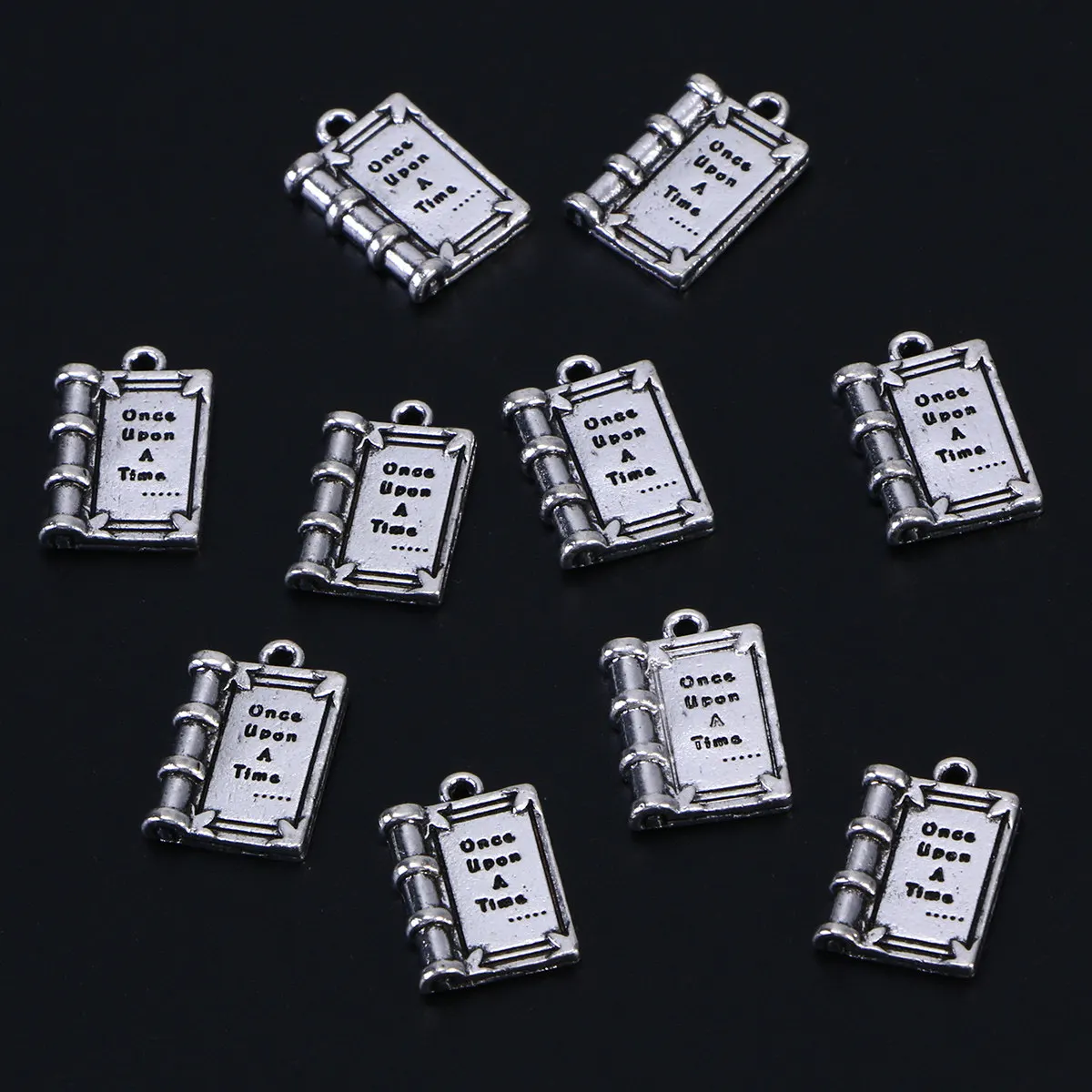 

10Pcs DIY English Engraved Pendant Alloy Silver 3D Book Charms Necklace Bracelet Jewelry Making Pendant Charms