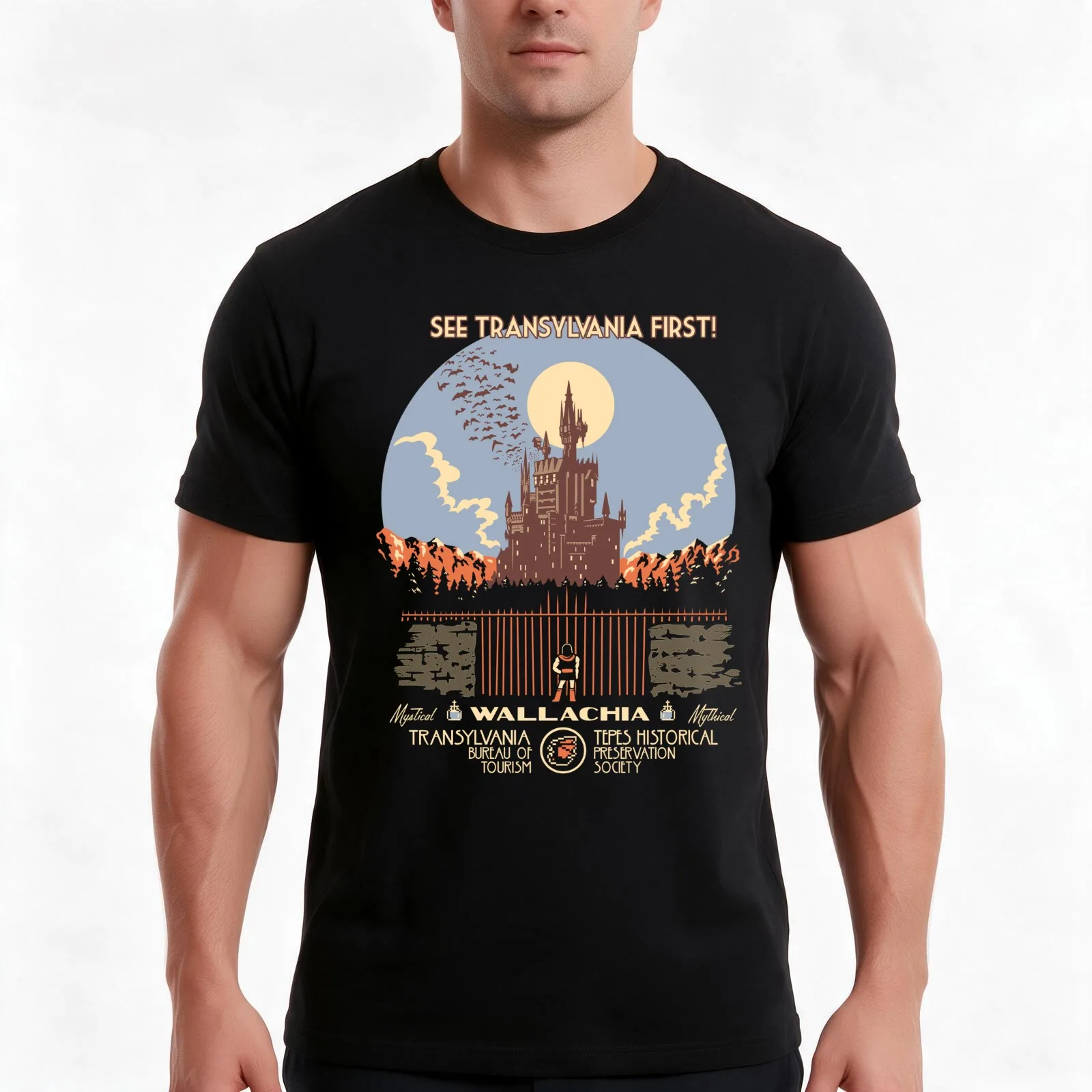 See Castlevania First! T-Shirt, Summer Casual Cotton Tee, Oversized Streetwear Tops, Vintage Graphic Print, Unisex Men Women