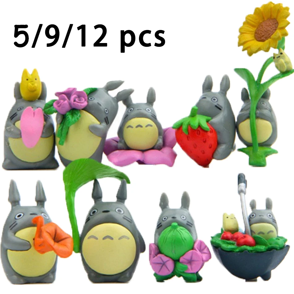 5-12pcs Anime Miyazaki Hayao Series Totoro Figure Mini Statue Cute Toys Room Ornaments Pvc Figures Toy Kid Gifts Collecctibles