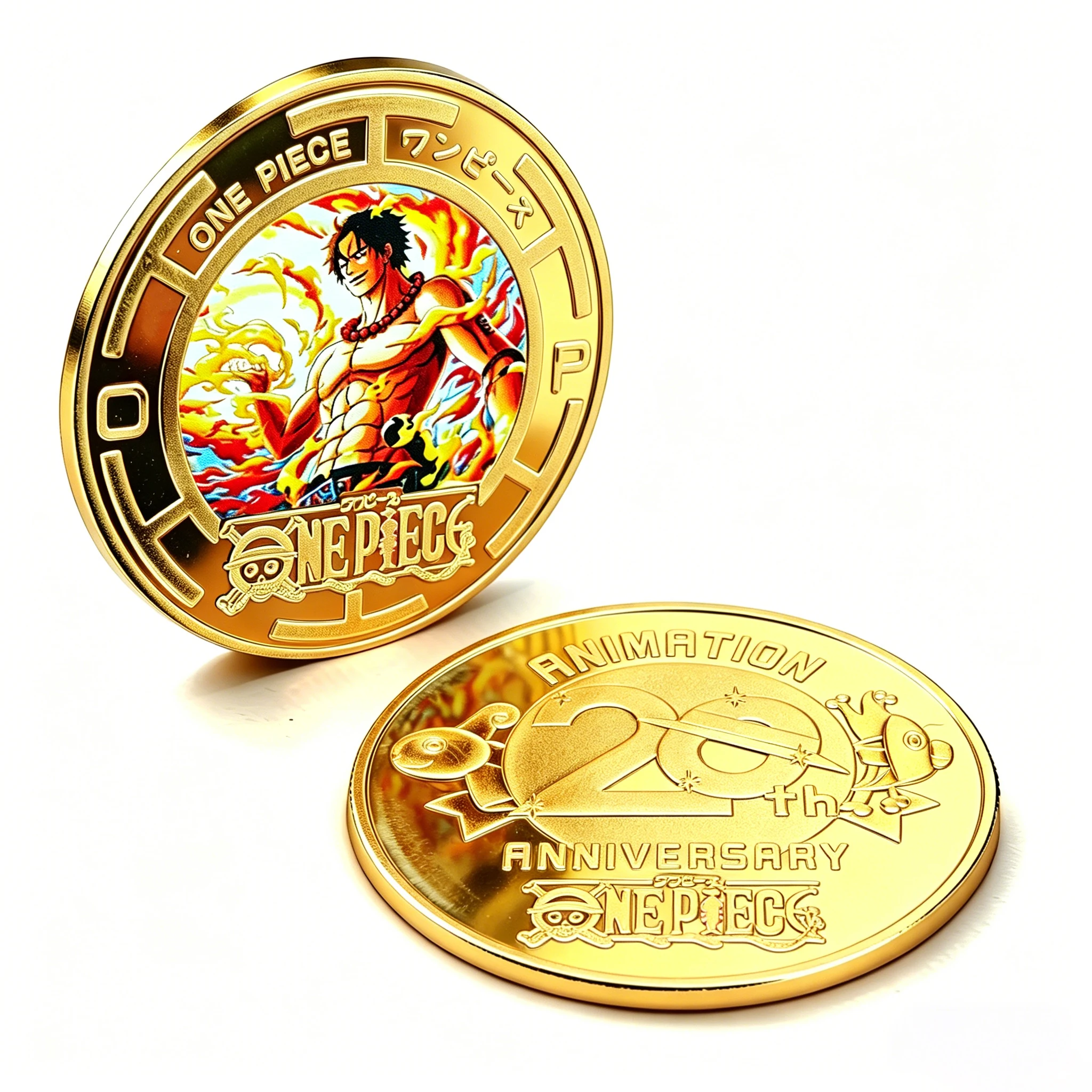 Médaille commémorative One Piece Gold Medal Luffy Zoro, pièce de collection classique d'anime, cadeau souvenir pour les fans d'anime et les enfants