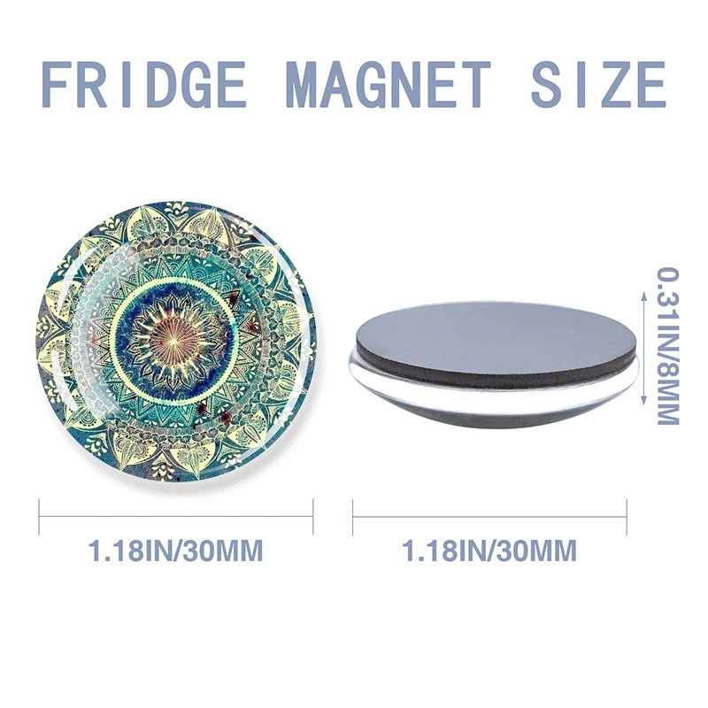 Mandala Refrigerator Magnets Datura Flower of Life Glass Stickers Fridge Magnet Buddhist Meditation Sacred Geometry Home Decor