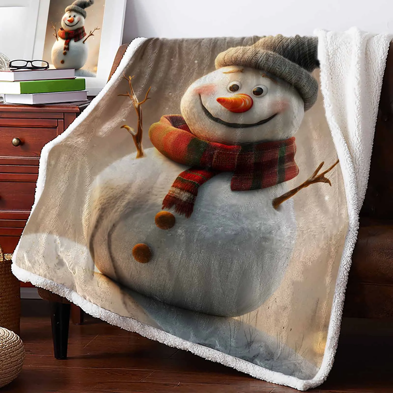 

Christmas Winter Funny Snowman Cashmere Blanket Warm Winter Soft Throw Blankets For Beds Sofa Wool Blanket Bedspread