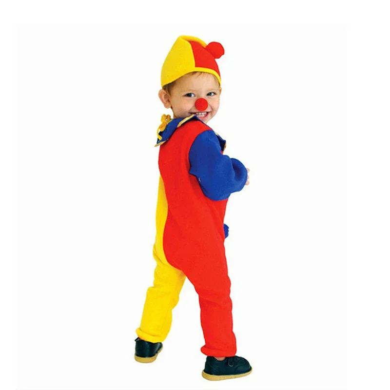 Sydanne Kids Carnival Clown Circus Cosplay Costumes Boys Girls Baby Birthday Party Jumpsuit Hat Halloween Costume