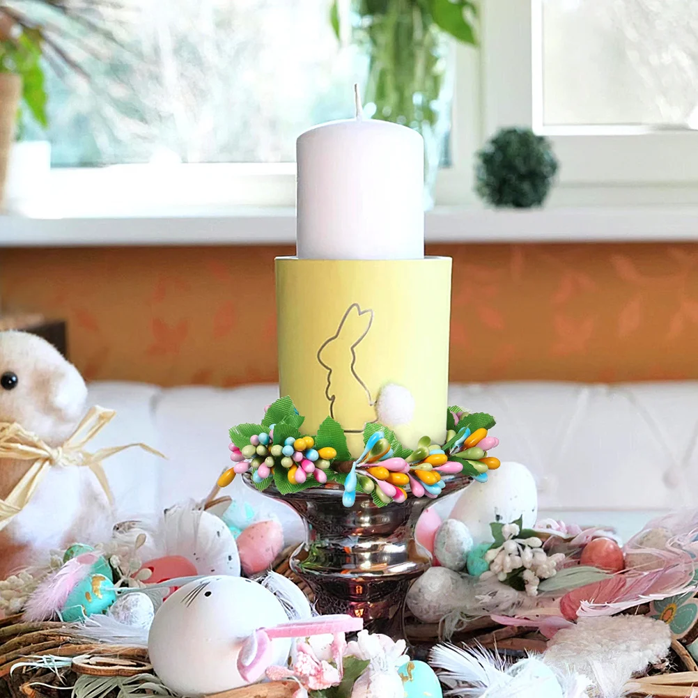 

6Pcs Easter Rings Pip Berry Greenery Wreath for Spring Holiday Wedding Party Table Centerpieces Easter Accessories