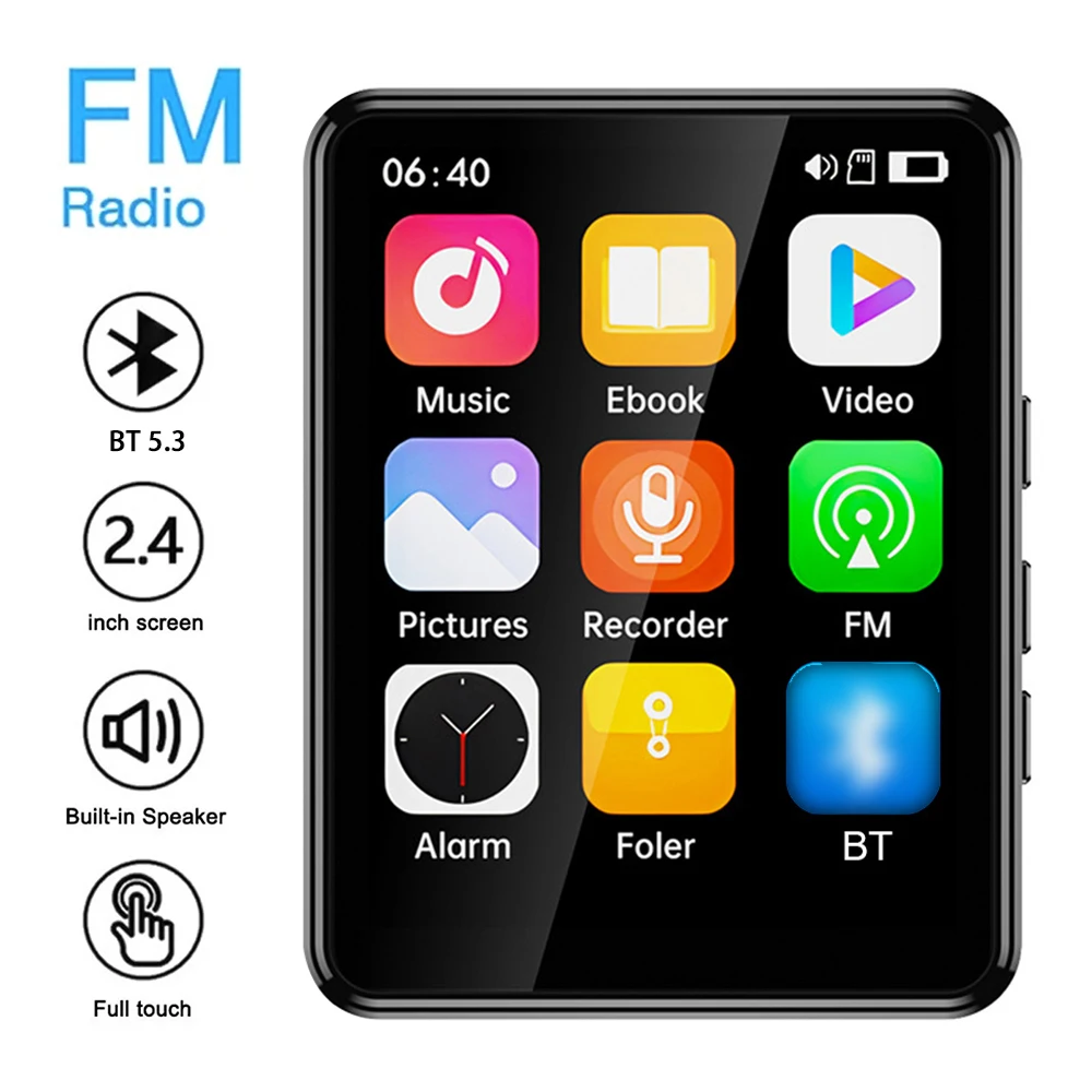 

НОВЫЙ MP3-плеер MP4 с динамиком, 2,4-дюймовый сенсорный экран BT со встроенным расширениями динамиков, поддерживает чтение электронных книг