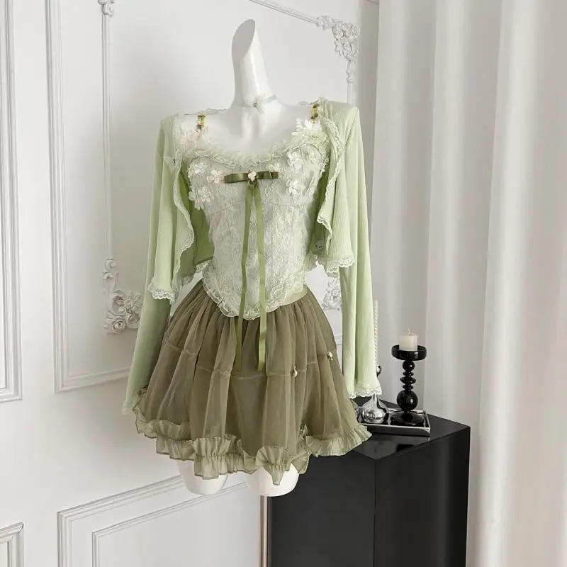 

Винтажное элегантное платье, комплект из двух предметов, женский летний кардиган, топы, милые сексуальные кружевные повседневные вечерние короткие платья, наряды