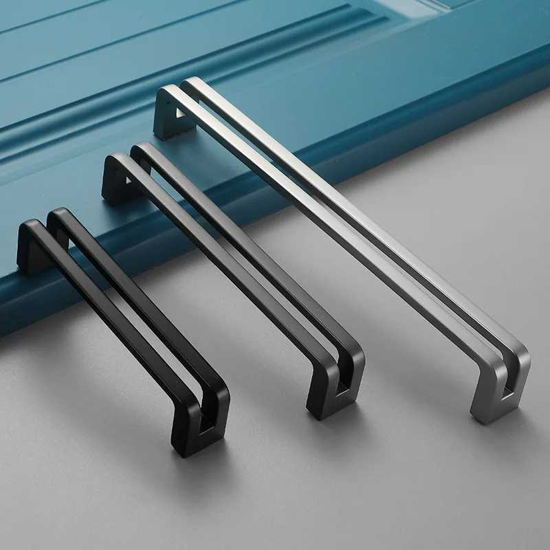 Simple Cabinet Pulls Handle Black Nordic Cabinet Wardrobe Door Handles American Drawer Knobs Single Hole Furniture Hardware