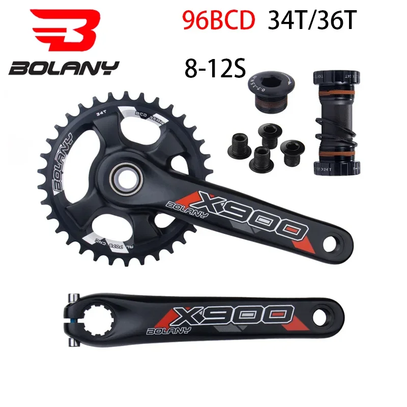 

BOLANY 96BCD Bicycle Crankset 175mm Aluminum Alloy Single Chainring 34T 36T With Bottom MTB Crank CNC 8/9/10/11/12 Speed Bike