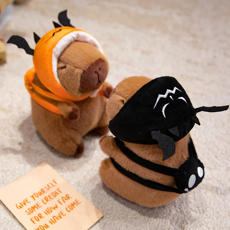 20 cm Leuke Halloween Pompoen Hoofddeksels Capybara Knuffels Schattige Gevulde Duivel Hoofddeksels Capibara Pop Verjaardagscadeautjes voor Kinderen