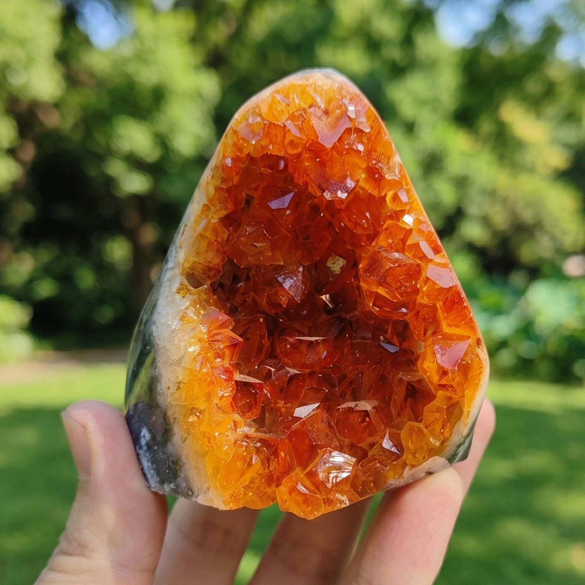 1PC Manmade Orange Geode Crystal Cluster Raw Quartz Mineral Specimen Uruguay Style Home Ornament Spiritual Healing Chakra Reiki Energy Stone