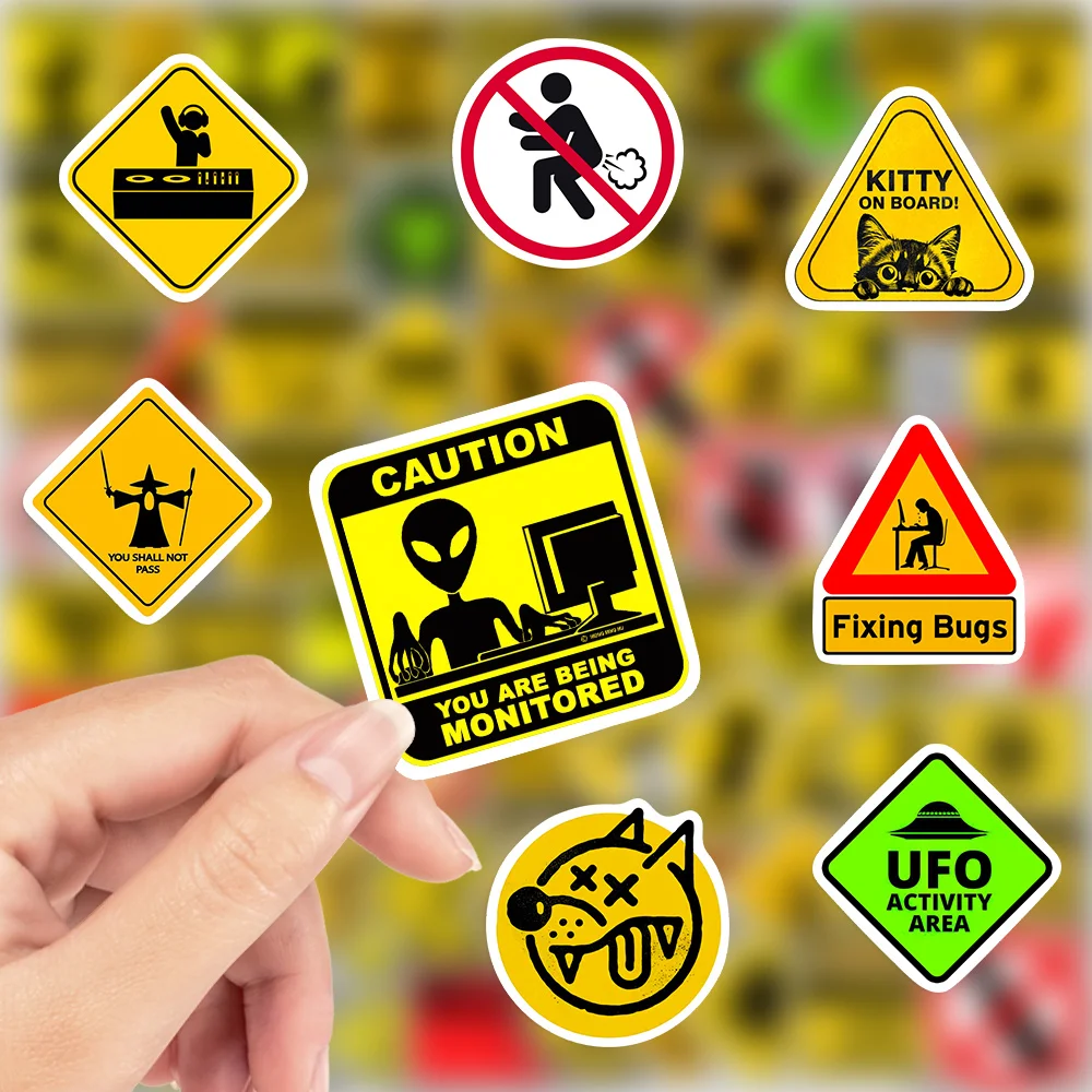 Cool Warning Sticker Waterproof Vinyl Fun Toys Gift Decal for DIY Scrapbook Junk Journals Laptop Phone Luggage Bottles Decor