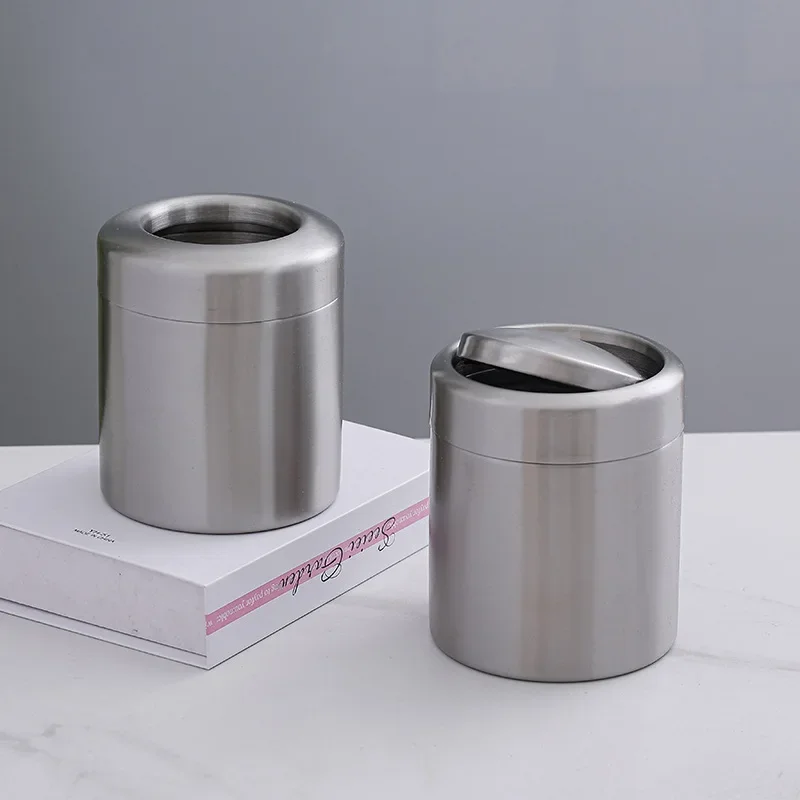 Mini Lidded 304 Stainless Steel Trash Can for Office Desk, Coffee Bar & Bathroom