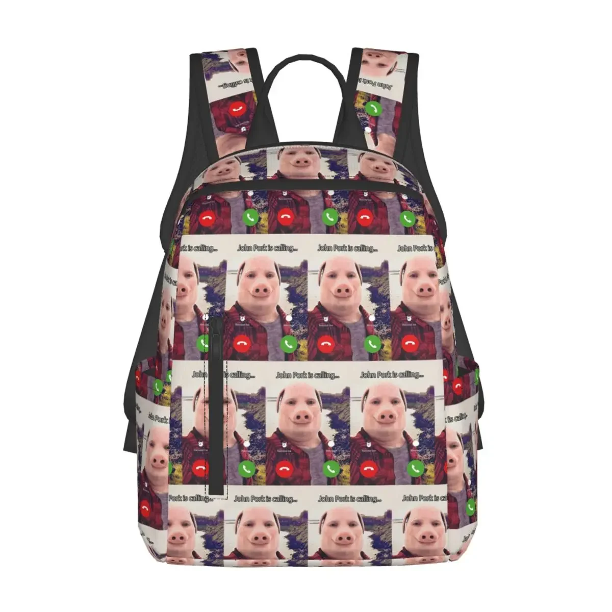 John Pork Is Calling Answer Call Phone Backpack Large Capacity Children BookBag School Bag Shoulder Bags for Men Women