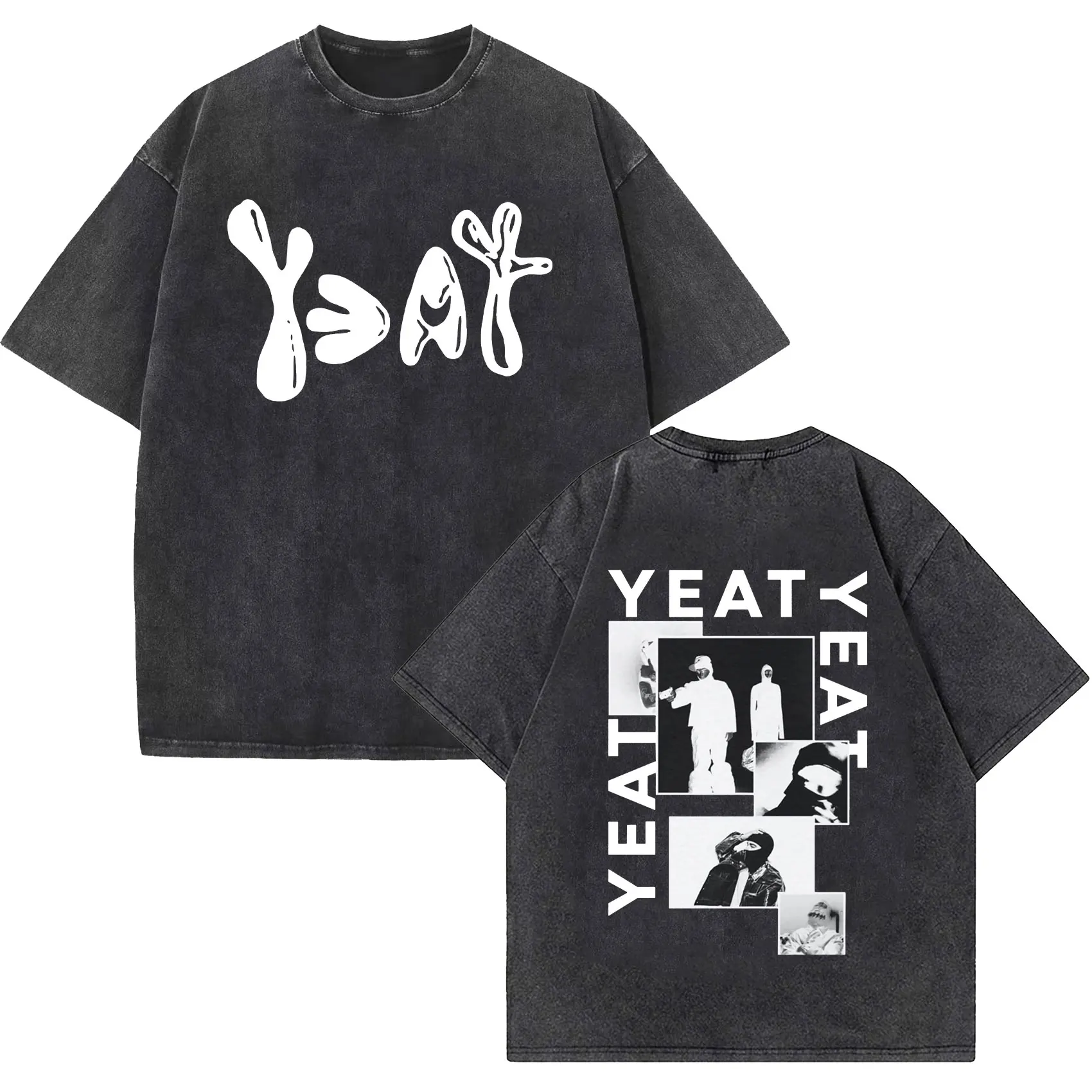 Rapper Yeat 2093 Lyfestyle Vintage Washed T Shirts Unisex Hip Hop Fashion Short Sleeve T-shirt Casual Oversized Tees Streetwear