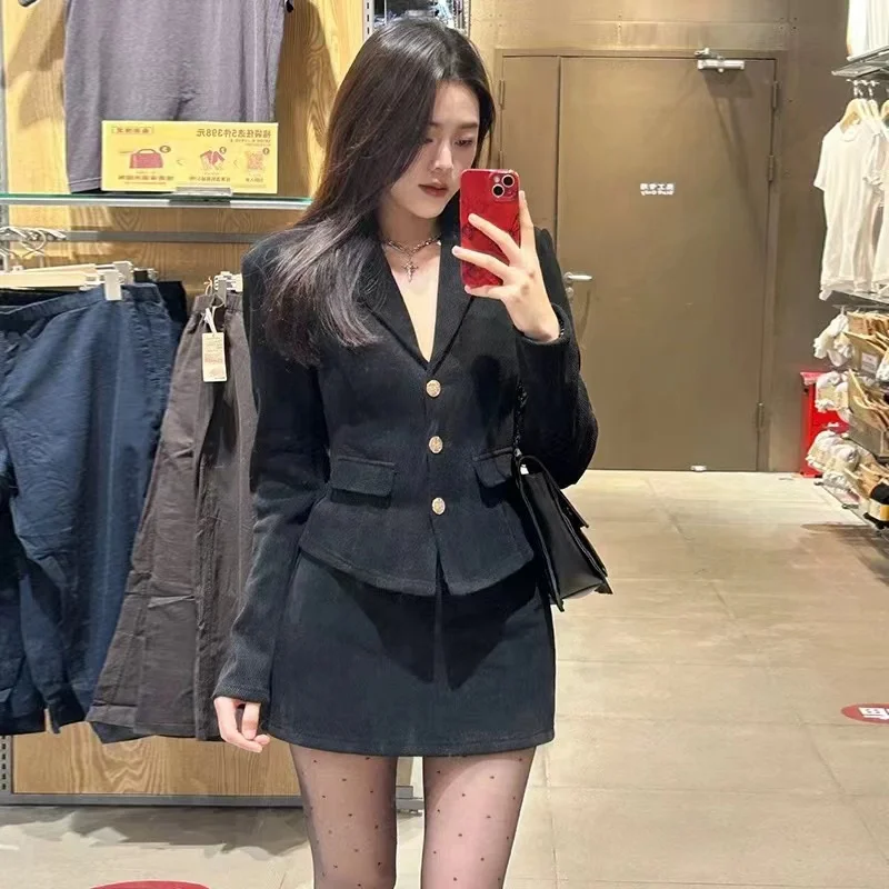 UNXX Minimalist Women\'s High-End Set Mini Dress Vintage Blazer Skirt Salt Style Mature Two-Piece Set High Quality Fashionable