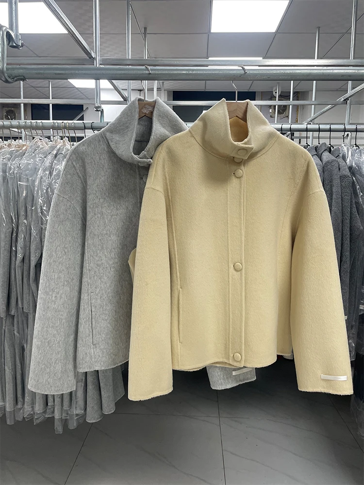 Korean Winter Wool Blend Coat for Women Jacket Short Style Double-Sided Cashmere Coat Loose Causal Coats and Jackets Women