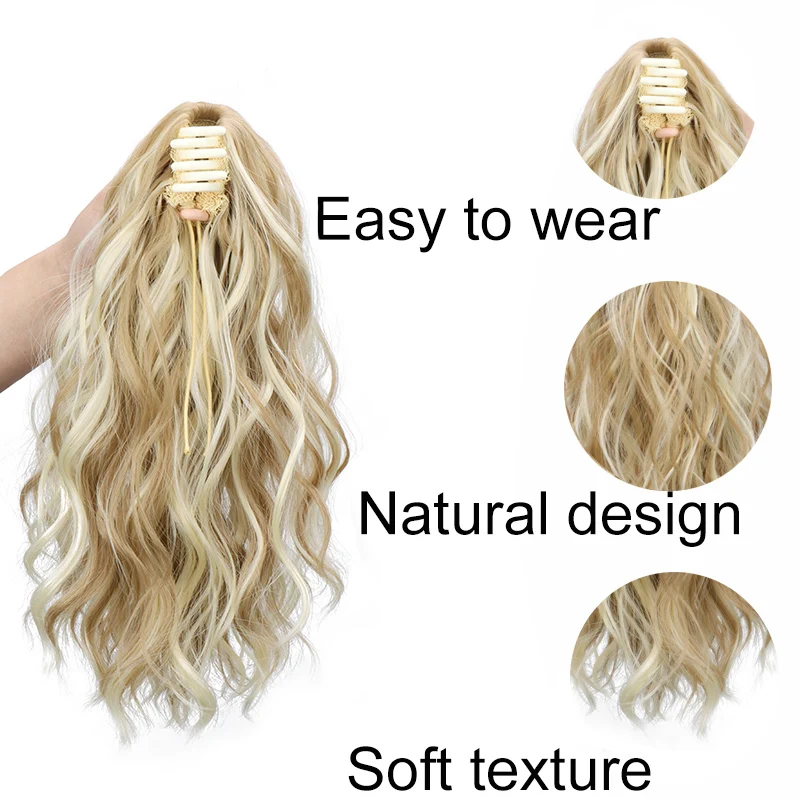 14Inch Synthetic Chic Water Wave Claw Clip Ponytail Hair Extension for Women Short Curly Claw Clip in Hairpiece