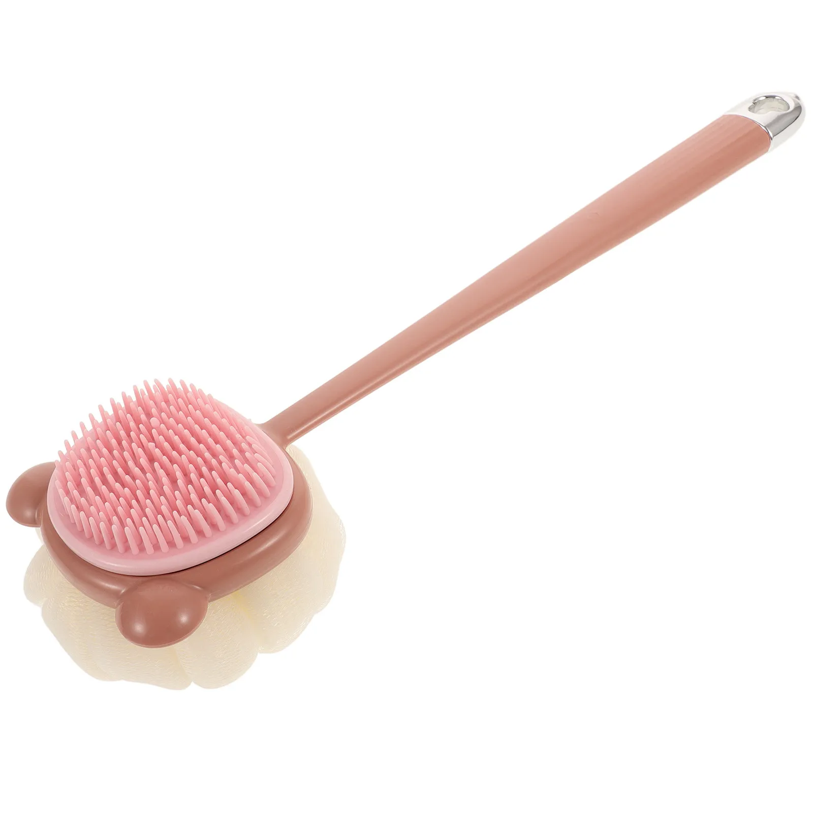 Ergonomic Long Handle Shower Brush Dual-Sided Silicone Body Scrubber Gentle Exfoliating Bath Brush for Sensitive Skin Back