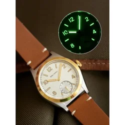 Bubbleback Retro Homage Watches 36mm Gold Case Luminous Dial Vintage Microbrand 100M Waterproof Quartz Dress Watches