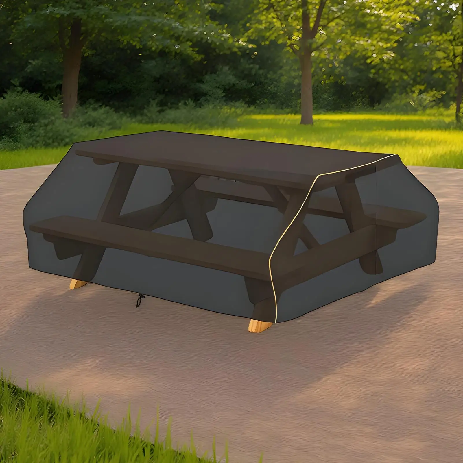 

Picnic Table Cover Furniture Protection with Drawstring Waterproof Seat Cover for Garden Home Patio Picnic Camping