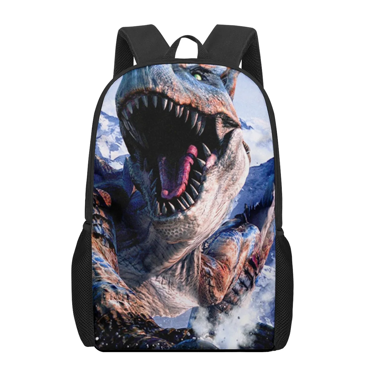 Monster Hunter World: Iceborne 3D-Muster Schultasche für Kinder Mädchen Jungen Lässige Büchertaschen Kinderrucksack Jungen Mädchen Schultasche