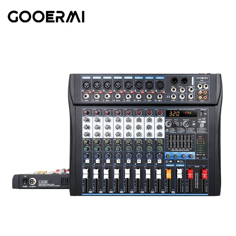 PB8 Professional Audio Mixer 8-Channel Interface Console for Church Digital Sound Card for Optimal Audio Mixing