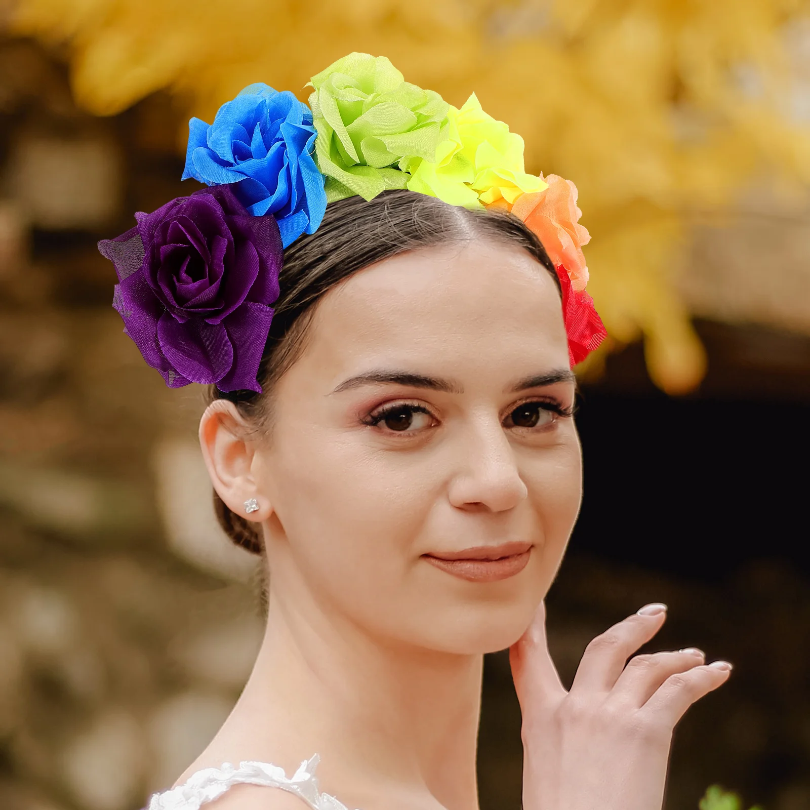 

Floral Roses Hair Hoops Women Headdress Bridal Wreath Headb Lady Hairb Rose Appearance