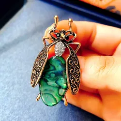 European and American exaggerated bug brooch fashion retro opal insects beetle pins suit brooch jewelry accessories