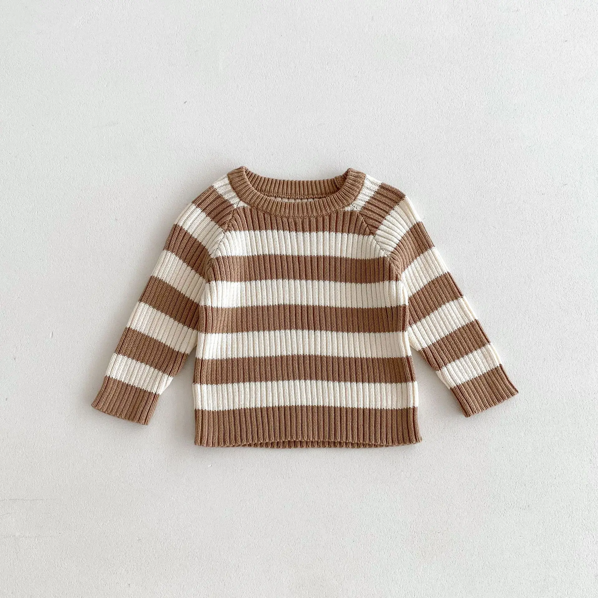 2024 Autumn New Children Long Sleeve Striped Knitted Set Boys Girls Pullover Sweater + Pants 2pcs Suit Kids Baby Casual Outfits